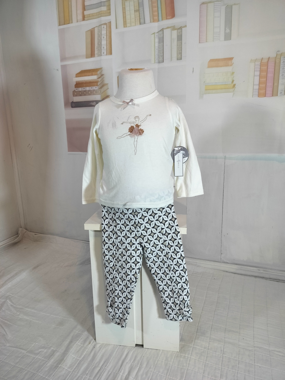 & Other Stories Cream Top with Black and White Geometric Kids Pants
